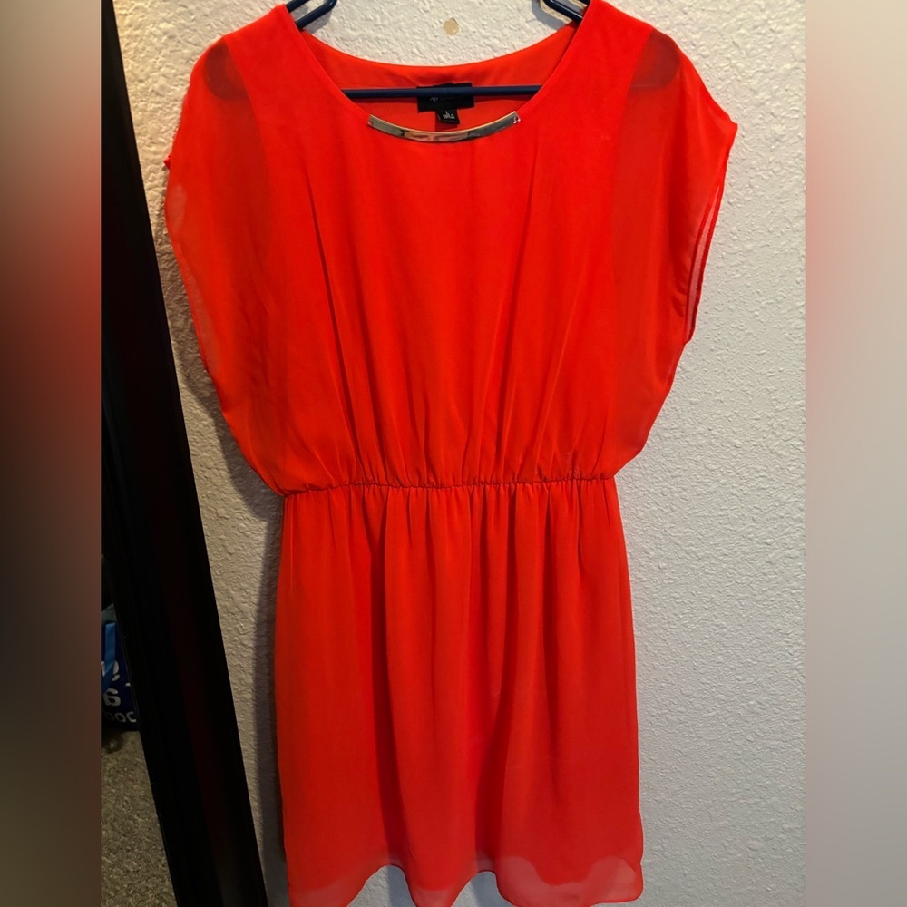 AB Studio Large Vibrant Red Midi Dress